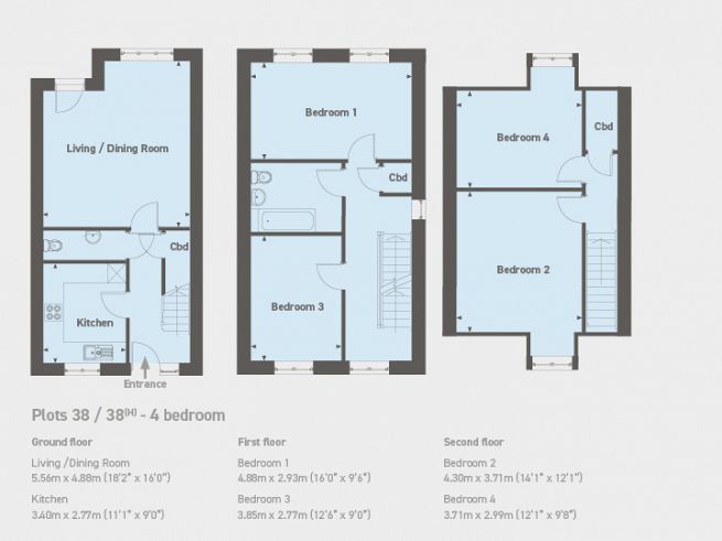 Floor plan 4 bedroom house, plot 38 & 39 - artist's impression subject to change